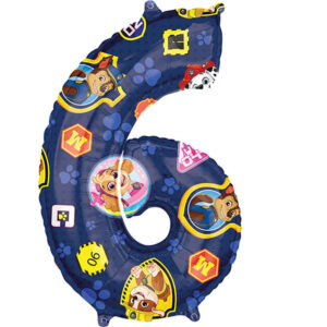 Folienballon Zahl 6 Paw Patrol