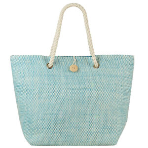 Strandtasche aqua/weiss