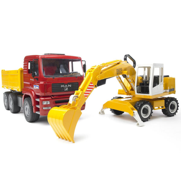 MAN TGA Kipplastwagen und Liebherr Schaufelbagger