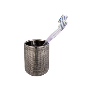 Keramik Zahnputzbecher Rivara, silber