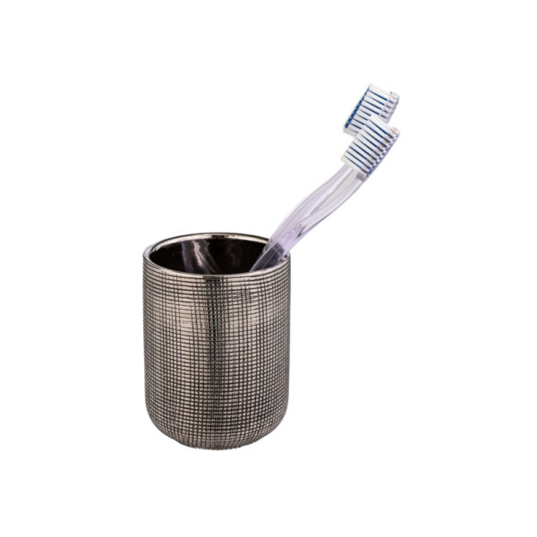 Keramik Zahnputzbecher Rivara, silber